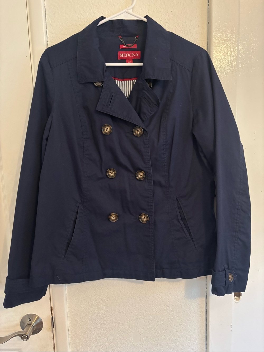 Merona Navy Double-Breasted Pea Coat Jacket